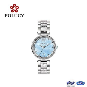 Blue Dial Sapphire Crystal All Stainless Steel New Design Girls Watch